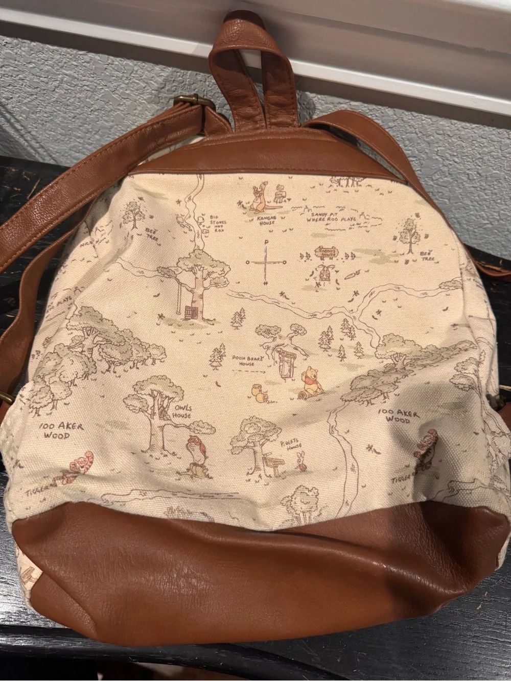 Loungefly Winnie the Pooh Hundred Acre Wood Maps Buckle Strapped Backpack